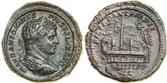 Caracalla, AD 198-217. AE Sestertius minted at Rome, AD 213. M AVR ANTONINVS PIVS FELIX AVG. Laureate and cuirassed bust right of bearded Caracalla. Reverse : P M TR P XVI IMP II, around; below Circus