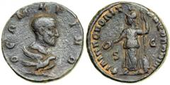 Julius Marinus, father of Philip I (died before AD 244). AE 23 (9.5g). Struck at Philippopolis in Syria Trachonitis. ΘEΩMAPINΩ. Bare-headed bust of Julius Marinus right, drapery on far shoulder; suppo