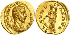 Uranius Antoninus, AD 253-254. Gold Aureus (5.8g) minted at Emesa, AD 253-254. L IVL AVR SVLP VRA ANTONINVS. Laureate, draped and cuirassed bust right of bearded Uranius Antoninus. Reverse : FE - CVND