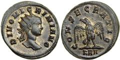 (Divus) Nigrinian, grandson of Carus. AE Antoninianus (3.5g) minted at Rome, AD 284-285. DIVO NIGRINIANO. Radiate head right of Nigrinian. Reverse : CONSECRATIO. Eagle standing facing, head left, wing
