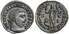 Valerius Valens, AD 316-317. AE Follis (4g). Minted at Alexandria, October-December AD 316. Usurper in the East . IMP C AVR VAL VALENS P F AVG. Laureate head of Valens right. Reverse: IOVI CONSER-VATO