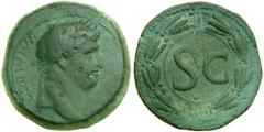 Otho, AD 69. AE 28. Struck in Antioch. Laureate head of Otho facing right. Reverse: Large SC within laurel wreath of 8 leaves. RPC 4320. Pleasing soft greenish-brown patina. Very Fine. Estimated Value