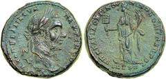 Macrinus, AD 217-218. Provincial issue of Nikopolis ad Istrum in Moesia Inferior. AE 25 (14.98g). Laureate bust of Macrinus right. Reverse: Liberalitas (Generosity) standing left holding abacus and co