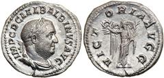 Balbinus, AD 238. Silver Denarius (3.0g). Rome. IMP C D CAEL BALBINVS AVG, laureate, draped and cuirassed bust of Balbinus right. Reverse VICTORIA AVGG, Victory standing facing, head left, holding wre