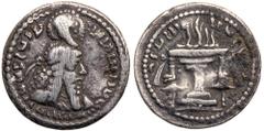 Sasanian Kingdom. Ardashir I. Silver Obol (0.7g), AD 223/4-240. Mint C ("Ctesiphon"), ca. AD 233/4-238/9. Diademed bust of Ardashir I right, wearing headdress with korymbos. Reverse Fire altar with di