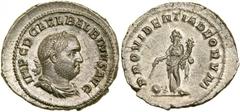 Balbinus. Silver Denarius (3.2 g), AD 238. Rome. IMP C D CAEL BALBINVS AVG, laureate, draped and cuirassed bust of Balbinus right. Reverse PROVIDENTIA DEORVM, Providentia standing facing, head left, h