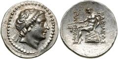 Seleukid Kingdom. Antiochos III. Silver Tetradrachm (17.0 g), 223-187 BC. Uncertain mint in western Asia Minor, perhaps Kyme, probably ca. 203 BC. Diademed head of Antiochos III right. Reverse / -Y, A