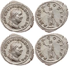 Balbinus. Silver Denarius (2.84 g), AD 238. Rome. IMP C D CAEL BALBINVS AVG, laureate, draped and cuirassed bust of Balbinus right. Reverse: P M TR P COS II P P, emperor standing facing, head left, ho