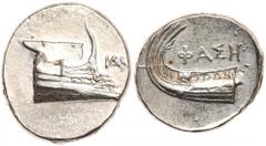 Lycia, Phaselis. Silver Stater (10.34 g), 4th century BC EF. Prow of galley right; in right field, monogram. Reverse: ΦAΣH, stern of galley left. Cf. Heipp-Tamer series 6 (var. not recorded); CNG 102,