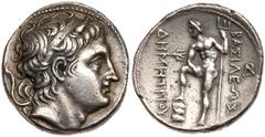 Macedonian Kingdom. Demetrios I Poliorketes. Silver Tetradrachm (17.36 g), 306-283 BC. Amphipolis, ca. 289/8 BC. Diademed and horned head right. Reverse: BAΣIΛEΩΣ ΔHMHTPIOY, Poseidon Pelagaios, nude, 