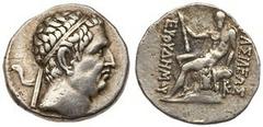 Baktrian Kingdom. Euthydemos I. Silver Drachm (4.00 g), ca. 230-200 BC. Mint B ('Baktra;), ca. 206-200 BC. Diademed head of Euthydemos I right. Reverse: BAΣIΛEΩΣ EYΘYΔHMOY, Herakles seated left on roc