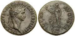 Claudius. Æ Sestertius (27.79 g), AD 41-54. Rome, AD 42/3. TI CLAVDIVS CAESAR AVG P M TR P IMP P P, laureate head of Claudius right. Reverse: SPES AVGVSTA, S C in exergue, Spes advancing left, holding