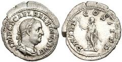 Balbinus. Silver Denarius (3.08 g), AD 238. Rome. IMP C D CAEL BALBINVS AVG, laureate, draped and cuirassed bust of Balbinus right. Reverse: P M TR P COS II P P, emperor standing facing, head left, ho