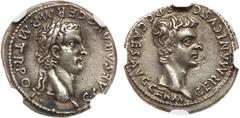 Gaius Caligula, with Germanicus. Silver Denarius (3.53 g), AD 37-41. Lugdunum, AD 37/8. C CAESAR AVG GERM P M TR POT, laureate head of Gaius Caligula right. Reverse: GERMANICVS CAES P C CAES AVG GERM,