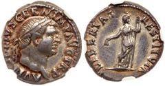 Roman Imperial Coinage Vitellius. Silver Denarius (2.81 g), AD 69. Rome. A VITELLIVS GERM IMP AVG TR P, laureate head of Vitellius right. Reverse: LIBERTAS RESTITVTA, Libertas standing facing, head ri