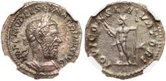 Roman Imperial Coinage Macrinus. Silver Denarius, AD 217-218. Rome, AD 218. IMP C M OPEL SEV MACRINVS AVG, laureate and cuirassed bust of Macrinus right. Reverse: IOVI CONSERVATORI, Jupiter standing f