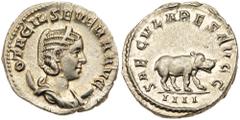 Ancient Coins Otacilia Severa. Silver Antoninianus (4.22 g), Augusta, AD 244-249. Saecular Games issue. Rome, under Philip I, AD 248. OTACIL SEVERA AVG, diademed and draped bust of Otacilia Severa rig
