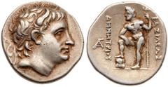 Macedonian Kingdom. Demetrios I Poliorketes. Silver Drachm (4.20 g), 306-283 BC. Uncertain mint, perhaps Chalkis in Euboia, ca. 290-289/8 BC. Diademed and horned head of Demetrios I right. Reverse: BA