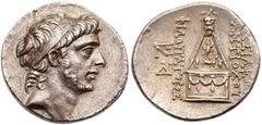 Seleukid Kingdom. Antiochos IX Philopator. Silver Tetradrachm (16.46 g), 114/3-95 BC. Tarsos, 114/3-ca. 112 BC. Diademed head of Antiochos IX right. Reverse: [B]AΣIΛEΩΣ ANTIOΧOY ΦIΛΩΠATOPOΣ, pyramidal