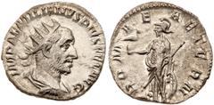 Aemilian. Silver Antoninianus (3.29 g), AD 253. Rome. IMP AEMILIANVS PIVS FEL AVG, radiate, draped and cuirassed bust of Aemilian right. Reverse: ROMAE AETERN, Roma standing facing, head left, holding