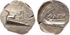 Lycia, Phaselis. Silver Stater (10.46 g), 4th century BC. Prow of galley right. Reverse: ΦAΣH, stern of galley left. Cf. Heipp-Tamer series 6 (unrecorded variety). Lustrous. NGC grade MS; Strike: 4/5,
