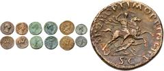 6-piece lot of Roman Bronze issues. Includes a dupondius of Trajan; a sestertius of Hadrian; an as of Antoninus Pius; a sestertius of Diva Faustina II; and a sestertius and a dupondius of Commodus. Fi