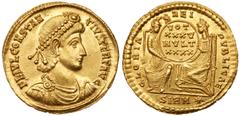 Roman Imperial Coinage Constantius II. Gold Solidus (4.40 g), AD 337-361. Sirmium, AD 357/8. FL IVL CONSTAN-TIVS PERP AVG, diademed, draped and cuirassed bust of Constantius II right. Reverse: GLORIA 