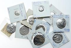 Large Lots of Ancient and Medieval Coins 10-Piece lot of Macedonian Silver issues. Includes a Tetradrachm or Philip II, 2 Tetradrachms and 2 Drachms of Alexander III, a Tetradrachm and a broken Drachm