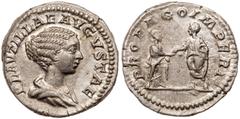 Ancient Coins Plautilla. Silver Denarius (3.34 g), Augusta, AD 202-205. Rome, under Septimius Severus and Caracalla, AD 202. PLAVTILLAE AVGVSTAE, draped bust of Plautilla right. Reverse: PROPAGO IMPER