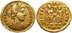 Ancient Coins Gratian. Gold Solidus (4.39 g), AD 367-383. Uncertain mint in northern Italy (Mediolanum?), AD 380/1. D N GRATIA-NVS P F AVG, diademed, draped and cuirassed bust of Gratian right. Revers