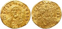 Ancient Coins Michael III, the Drunkard. Gold Solidus (4.41 g), 842-867. Constantinople, 856-867. I?SЧS X-RISτOS *; Bust of Christ Pantokrator facing, raising hand in benediction and holding Gospels; 