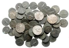 Ancient Coins Indo-Scythian Original Hoard - 71-piece group of Azes I and II Billon or Bronze Tetradrachms. Each weighs around 8g. each. Mostly horseman types with original patina and uncleaned. Avera