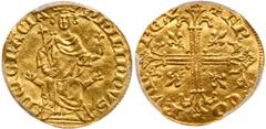 World Gold Coins France. Petit Royal d'Or (Florin d'Or), ND (1290). Fr-255; Dup-207; Ciani-193. 3.56g. Philippe IV, the Fair, 1285-1314. King seated, holding scepter and fluer de lis. Legend: PhILIPPV