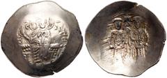 Ancient Coins Alexius III Angelus-Comnenus. Electrum Aspron Trachy (3.81 g), 1195-1203. Constantinople, 1197-1203. Barred IC XC across field, Christ Pantokrator enthroned facing, raising hand in bened