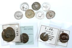 Ancient Coins Roman "Lucky" 11-piece lot. Consists of the following Seven Antoniniani: Trajan Decius, RIC 16c; Herennia Etruscilla, RIC 58b; Valerian, RIC 125; Gallienus, RIC 18j; Valerian II, "Consec
