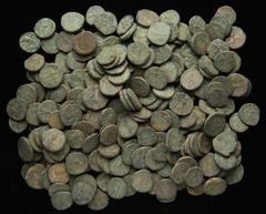 Large Lots of Ancients Kushan Empire Hoard of 235 Bronze Tetradrachms, ca. 3rd-5th Century AD. Uncleaned and unsearched, as found. Estimated Value $500 - UP Ex. The Ora Eads Estate.