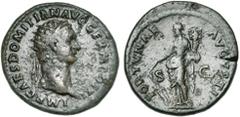 Empire romain - Roman Empire DOMITIEN Auguste (81-96), AE dupondius, 85, Rome. D/ IMP CAES DOMITIAN AVG GERM COS XI T. r. à d. R/ FORTVNAE AVGVSTI/ S-C Fortuna deb. à g., ten. un gouvernail et une cor