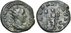 Empire romain - Roman Empire TRAJAN DECE (249-251), AE dupondius, Rome. D/ IMP C M Q TRAIANVS DECIVS AVG B. r., dr., cuir. à d. R/ LIBERALITAS AVG/ S-C Liberalitas deb. à g., ten. un abaque et une cor