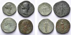 Collection de monnaies romaines - Collection of Roman Coins FAUSTINE la Jeune (†175), femme de Marc Aurèle, lot de 4 p.: as frappé sous Antonin le Pieux, R/ Vénus genetrix; Augusta, sesterce, R/ Fecun