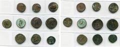 Collection de monnaies romaines - Collection of Roman Coins lot de 10 bronzes: Tibère, as, R/ Autel de Lyon (2); Néron, as, R/ Victoire; Titus César, as, R/ Spes; Hadrien, as, R/ Fortuna; Antonin le P