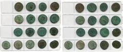 Collection de monnaies romaines - Collection of Roman Coins lot de 17 folles: Maximien Galère César, R/ Génie, Moneta, Virtus; Auguste, R/ Virtus; Galeria Valeria, R/ Vénus (2); Sévère II César, R/ Gé