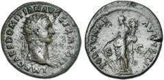 Empire romain - Roman Empire DOMITIEN Auguste (81-96), AE dupondius, 85, Rome. D/ IMP CAES DOMITIAN AVG GERM COS XI T. r. à d. R/ FORTVNAE AVGVSTI/ S-C Fortuna deb. à g., ten. un gouvernail et une cor
