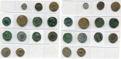 Empire romain - Roman Empire lot de 13 p.: Marc Antoine, denier (LEG XX); Auguste, semis, R/ Autel de Lyon; Caligula, as, R/ Vesta; Vespasien, as, R/ Aequitas; Nerva, sesterce, R/ Fortuna; Sévère Alex