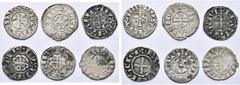 Monnaies de Bretagne FRANCE, BRETAGNE, Duché, AR lot de 6 p.: Geoffroy II Plantagenêt (1169-1186), denier; denier anonyme, 1186-1213, Nantes (grand et petit module), Rennes; Pierre Mauclerc (1213-1237
