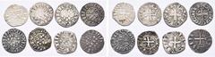Monnaies de Bretagne FRANCE, BRETAGNE, Duché, lot de 8 p.: Jean Ier (1237-1286), denier à l'écu; Jean II (1286-1305), denier, sans marque d'atelier (2) et Nantes; denier anonyme aux armes de Dreux, 12