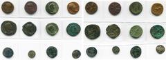 Empire romain - Roman Empire lot de 12 bronzes: Auguste, as, R/ Foudre; Tibère, as, R/ Vesta; Vespasien, as, R/ Aequitas (?); Hadrien, as, R/ Salus; Sévère Alexandre, sesterce, R/ Mars; Gordien III, s