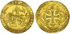 Pays-Bas méridionaux – Low Countries VLAANDEREN, Graafschap, Lodewijk van Male (1346-1384), AV gouden rijder (franc à cheval), 1361-1364, Gent (?). Met titel van heer in Rijks-Vlaanderen. Vz/ (leeuwtj