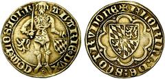 Collection de monnaies de la principauté de Liège (2e partie) LIEGE, Principauté, Jean de Bavière, élu (1389-1418), AR florin d'or (florin de Bavière), s.d. (à partir de 1394), Saint-Trond. D/ IOH B-A