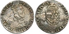 Pays-Bas méridionaux – Low Countries BRABANT, Duché, Charles Quint (1506-1555), AR florin Karolus d'argent, s.d. (1544-1548), Anvers. Premier type. D/ B. couronné et cuirassé de l'empereur à d. R/ Ecu