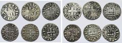 Moyen Age - Middle Ages FRANCE, Royaume, lot de 6 p.: Philippe II Auguste (1180-1223), denier, Paris, Montreuil-sur-Mer, Saint-Martin de Tours; Louis VIII (1223-1226) ou Louis IX (1226-1270), denier t